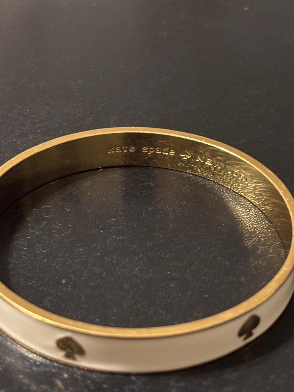 kate spade Cream Enamel and Gold Spade Motif Bangle